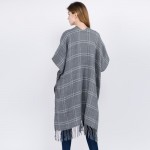 Wholesale do everything Love Brand Plaid Print Kimono Fringe Tassels One fits mo