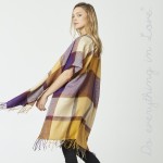 Wholesale do everything Love Brand Herringbone Plaid Print Kimono Fringe Tassels