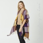 Wholesale do everything Love Brand Herringbone Plaid Print Kimono Fringe Tassels
