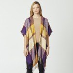 Wholesale do everything Love Brand Herringbone Plaid Print Kimono Fringe Tassels