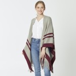 Wholesale do everything Love Brand Stripe Bordered Ruana Shawl Fringe Tassels On