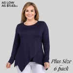 Wholesale women s Plus Lightweight Long Sleeve Asymmetrical Top PACK o Long slee