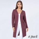 Wholesale solid color thin knit cardigan pocket details Long sleeves open front