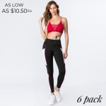 Wholesale rise color block athletic leggings side pocket detail o rise waistban
