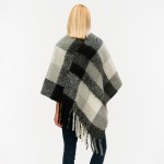 Wholesale soft touch plaid poncho fringes One fits most Acrylic Polyester