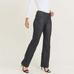 Wholesale mid rise pull flare jeggings front back pocket details o Pull elastici