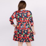 Wholesale women s plus Christmas nutcracker print Line dress pocket details o sl