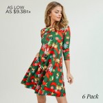 Wholesale women s Christmas nutcracker print Line dress pocket details o sleeves