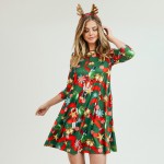 Wholesale women s Christmas nutcracker print Line dress pocket details o sleeves