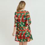 Wholesale women s Christmas nutcracker print Line dress pocket details o sleeves