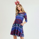 Wholesale women s Christmas fair isle reindeer print Line dress pocket details o