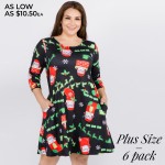Wholesale women s plus Christmas Ho Ho Ho Santa print Line dress pocket details