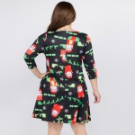 Wholesale women s Plus Sleeve Christmas Print Dress Pockets Pack o sleeves o Cre