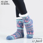 Wholesale women s Christmas assorted reindeer faux sherpa lined slipper socks o