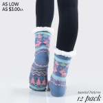 Wholesale women s Christmas assorted reindeer faux sherpa lined slipper socks o