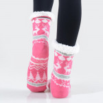 Wholesale women s Christmas assorted reindeer faux sherpa lined slipper socks o