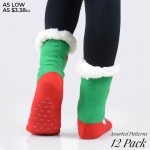 Wholesale women s Assorted Christmas Print Sherpa Socks Pack o Assorted Christma