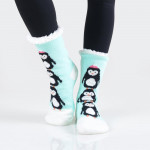 Wholesale adult Christmas assorted faux sherpa lined slipper socks o Snowman dot