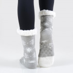 Wholesale adult Christmas assorted faux sherpa lined slipper socks o Snowman dot