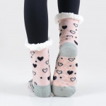 Wholesale adult Christmas assorted faux sherpa lined slipper socks o Snowman dot