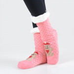 Wholesale adult Christmas assorted faux sherpa lined slipper socks o Snowman dot