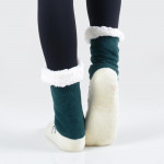 Wholesale adult Christmas assorted faux sherpa lined slipper socks o Snowman dot