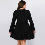 Wholesale women s Plus Solid Color Button Down Ruffle Hem Tunic Dress PACK Round