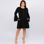 Wholesale women s Plus Solid Color Button Down Ruffle Hem Tunic Dress PACK Round