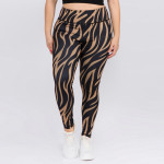 Wholesale women s mid rise tiger striped athletic leggings o Mid rise waistband