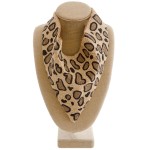 Wholesale leopard print seed beaded scarf necklace Heavyweight Button closure W