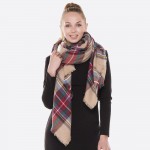 Wholesale plaid blanket scarf frayed edges Acrylic