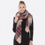 Wholesale plaid blanket scarf frayed edges Acrylic