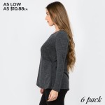 Wholesale women s solid color long sleeve loose fitting surplice hem sweater top