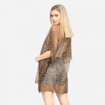 Wholesale women s Lightweight Leopard Print Lurex Kimono One fits most L Polyest