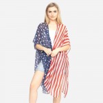 Wholesale women s lightweight sheer half half patriotic kimono One fits most L P