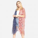 Wholesale women s lightweight sheer half half patriotic kimono One fits most L P