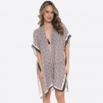 Wholesale women s Lightweight Pleated Leopard Print Kimono One fits most L Polye