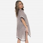 Wholesale women s Lightweight Pleated Leopard Print Kimono One fits most L Polye