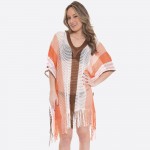 Wholesale women s fringe tassel crochet stripe cover up top One fits most L Acry