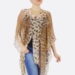 Wholesale women s Lightweight Sheer Leopard Print Button Down Cover Up Top Front
