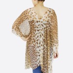 Wholesale women s Lightweight Sheer Leopard Print Button Down Cover Up Top Front