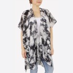 Wholesale women s lightweight black marble tie dye kimono One fits most L Polyes
