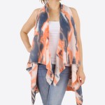 Wholesale women s lightweight brushed tie dye vest kimono One fits most L Polyes
