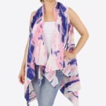 Wholesale women s lightweight brushed tie dye vest kimono One fits most L Polyes