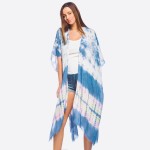 Wholesale women s lightweight tie dye maxi kimono fringes One fits most L Viscos