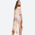 Wholesale women s lightweight tie dye maxi kimono fringes One fits most L Viscos
