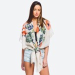 Wholesale women s lightweight flower blossom kimono gold metallic accents One fi