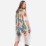 Wholesale women s lightweight flower blossom kimono gold metallic accents One fi