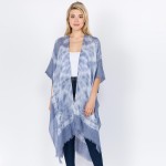 Wholesale women s Lightweight Tie Dye Frayed Kimono One fits most L Viscose