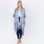 Wholesale women s Lightweight Tie Dye Frayed Kimono One fits most L Viscose